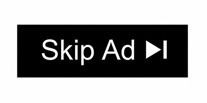 Skip ad button with white text on black background