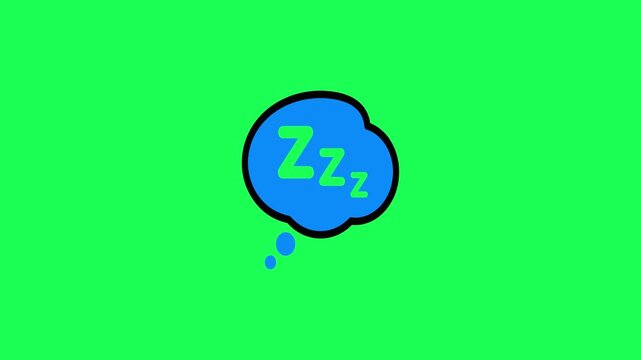 Blue thought bubble with green sleep letters on green background
