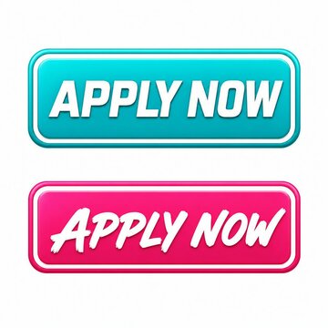 Bright colorful apply now button with 3d effect