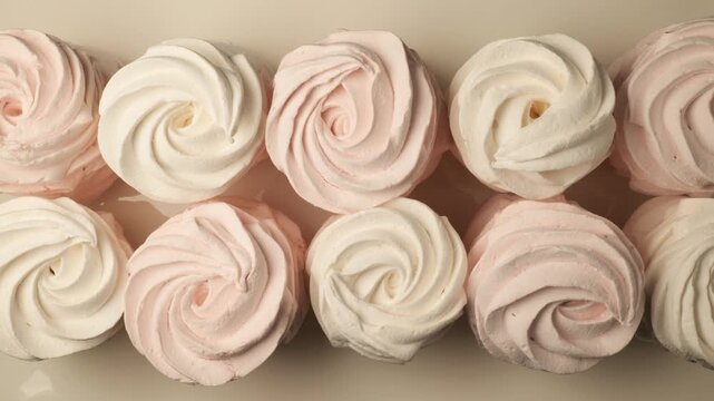 Pink and white homemade marshmallow zefir dessert