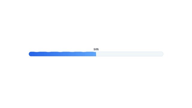 Blue liquid loading progress bar video animation showing percentage