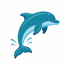 Fototapeta premium Industrial Style of a Blue Dolphin Leaping with Water Splashes Minimalist Art with high quality professional line art symbols for modern creative design and digital branding projects