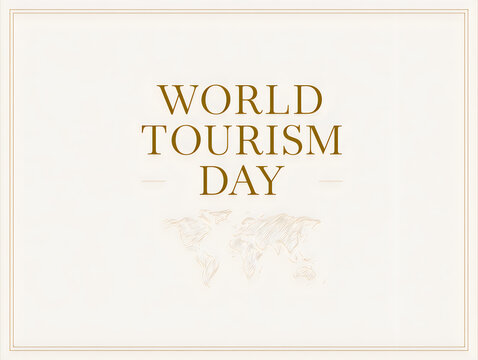 World tourism day typography design with a simple map icon
