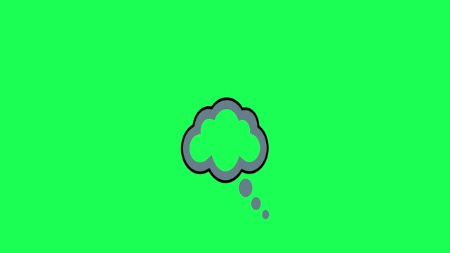 Grey thought bubble icon isolated on a bright green background