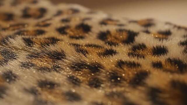Close up texture of leopard print fur, abstract pattern study, natural camouflage design, perfect for fashion or wildlife graphics, beautiful spotted animal hide detail