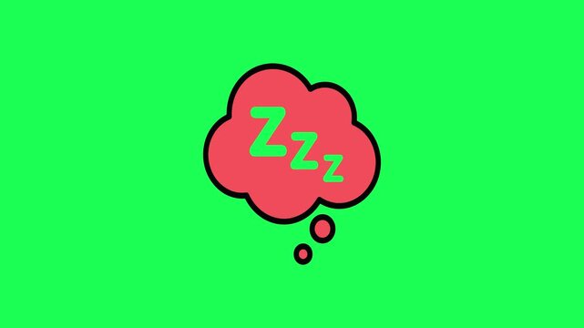 Red thought bubble with green zzz sleep symbols on green background
