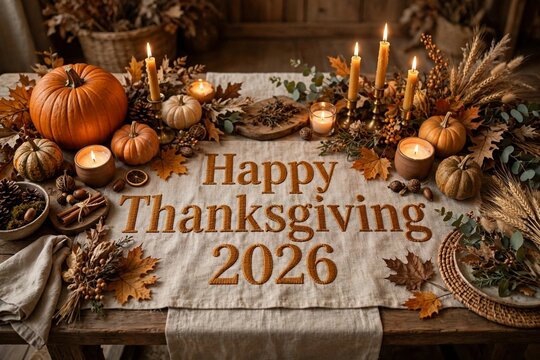 Sophisticated Botanical Thanksgiving A Season of Gratitude 2026 Poster