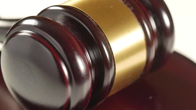 judge hammer lies on table closeup
