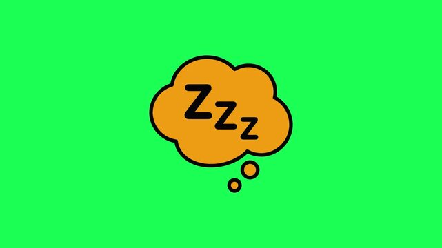 Orange thought bubble with zzz sleep symbol on green background