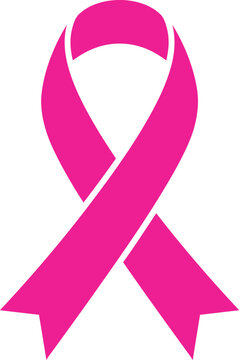 A bright pink ribbon graphic representing the official brest cencer awarness month vector illustration for health campaigns and medical support charity event designs