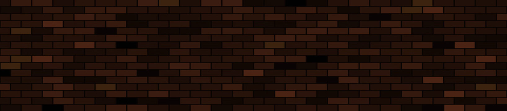 Brick wall seamless pattern, dark ceramic stone tile, brown brickwall vector illustration