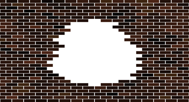 Hole in red brick wall