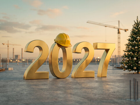 2027 construction goals: new year resolution with safety and progress at construction site