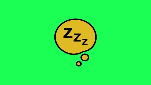 Yellow thought bubble with zzz sleep icon on green background