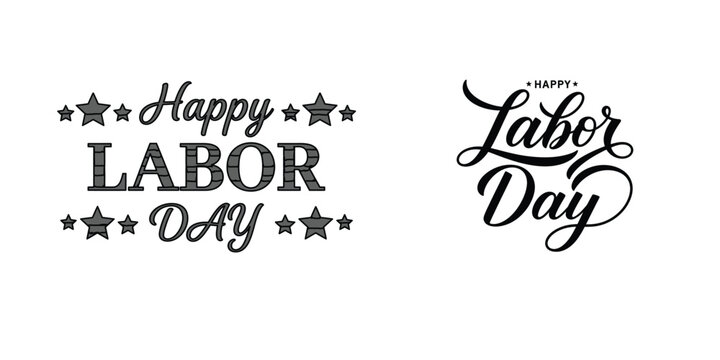Happy Labor Day Typography SVG Vector Cut File Bundle for Crafting and Printing