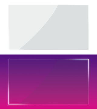 Thin White Glowing Rectangle Frame Outline Transparent Background