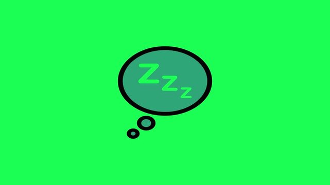 Cartoon speech bubble with sleeping zzz letters on green background