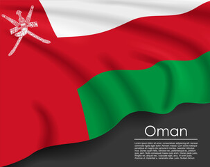 Naklejka premium Omani waving flag template for national day or travel concept. Vector illustration.