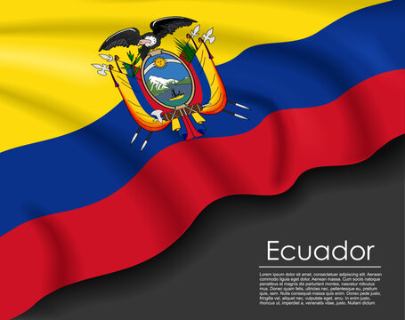 Ecuadorean waving flag template for national day or travel concept. Vector illustration.