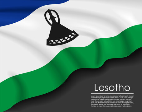 Lesotho waving flag template for national day or travel concept. Vector illustration.