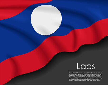 Laotian waving flag template for national day or travel concept. Vector illustration.