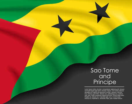 Sao Tome and Principe waving flag template for national day or travel concept. Vector illustration.