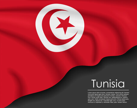 Tunisian waving flag template for national day or travel concept. Vector illustration.