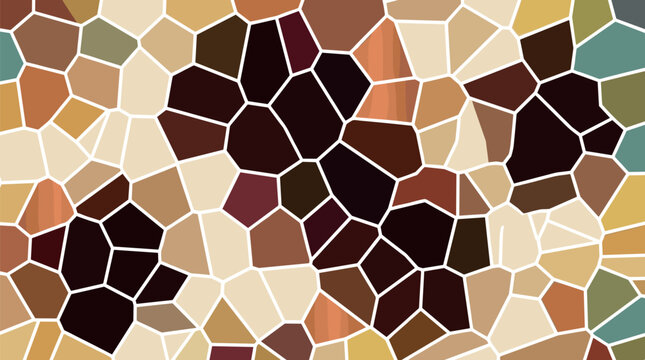 Abstract Mosaic Pattern Vector Background with Geometric Cellular Cobblestone Shapes and Earthy Tones Grid Texture for Modern Wall Art Prints