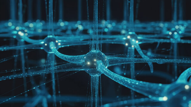 Digital blue neural network connections for artificial intelligence neuroscience and data technology