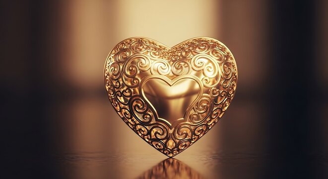 Golden heart ornament decoration close up