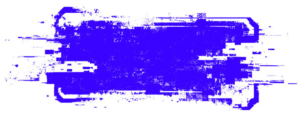 Fototapeta premium Distorted glitch grunge shapes with noise texture, broken error frames, distressed digital overlays, halftone pattern, cyber distortion and vector illustration