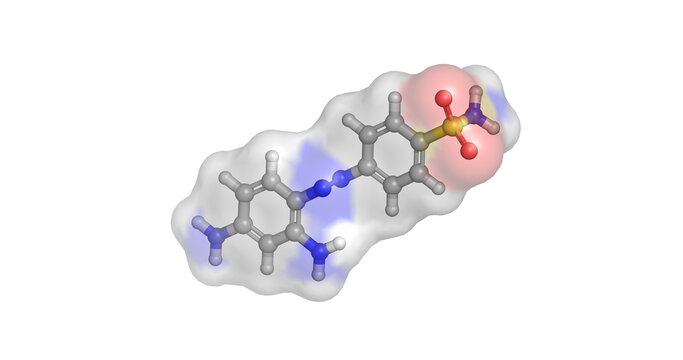 Prontosil, the first sulfa drug and historic antibiotic, 3D molecule 4K