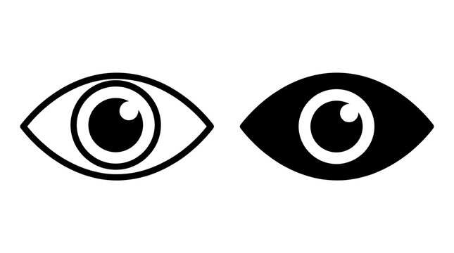 Eye icon set, vision and visibility symbols isolated on transparent background