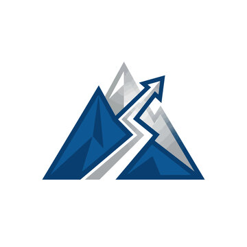 Abstract Mountain Peak With Ascending Arrow Path Symbolizing Growth And Success