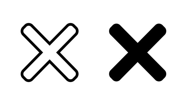 Cross mark icons set isolated on transparent background