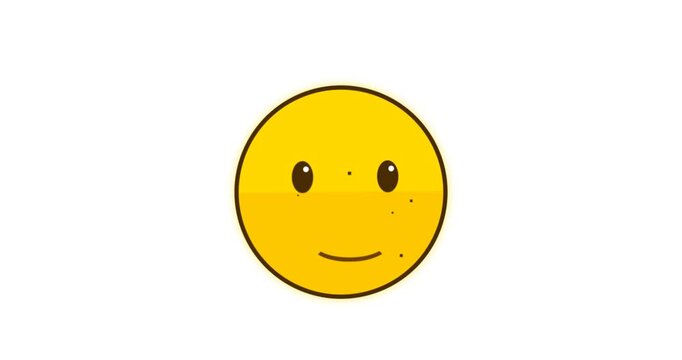 Yellow Smiley Face Emoji Appearing And Fading On White Background