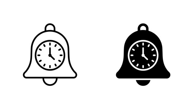 Bell clock notification icons isolated on transparent background