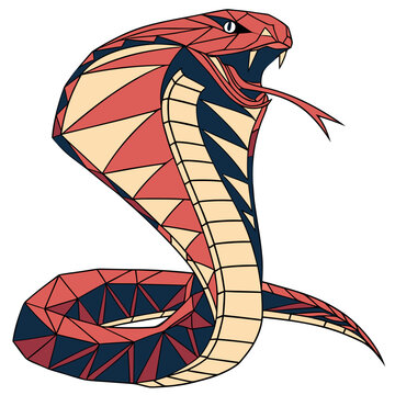 Geometric low poly cobra snake graphic vector illustration