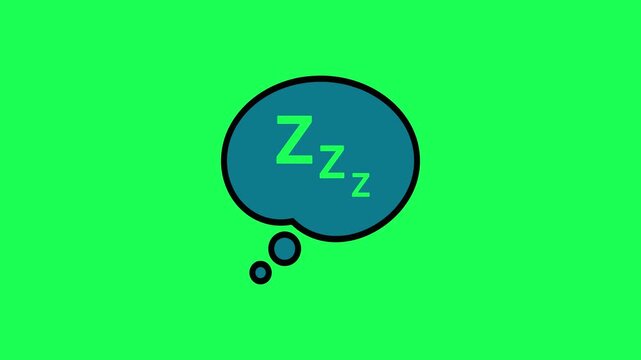 Cartoon sleep bubble with zzz letters on bright green background