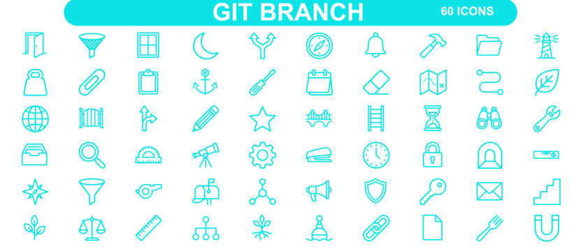 Git Branching and Version Control Icons Set for Software Engineering and Project Management