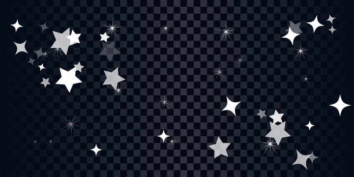 Falling silver star shapes with magical glitter and festive celestial sparkle overlay