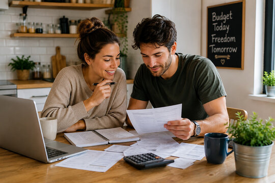 Worried People Reviewing Bills and Household Expenses Amid Rising Costs