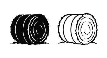 Two hay bales one black and one white are depicted as graphic silhouettes © Jahanur