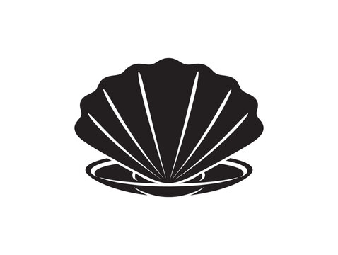 Minimalist clam shell icon vector illustration. Elegant seafood outline symbol for design and branding projects.