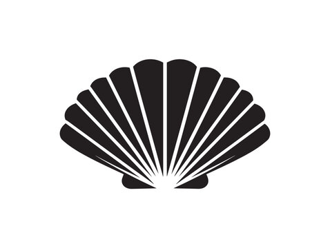 Minimalist clam shell icon vector illustration. Elegant seafood outline symbol for design and branding projects.