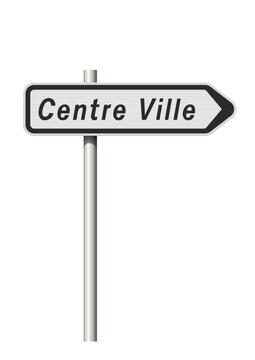 Panneau routier directionnel Centre ville en vectoriel