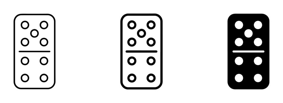 Domino Icons Set, Game Pieces Vector Graphics, Classic Board Game Elements