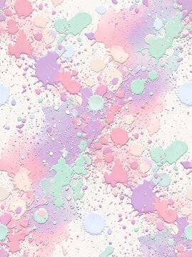 Artistic pastel paint splashes and drops on a white surface create a vibrant potrait textured background for digital art, website headers, and creative branding projects.