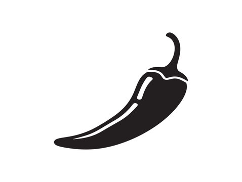 Single chili pepper icon in bold silhouette style. Minimalist spicy food vector illustration for commercial design use.
