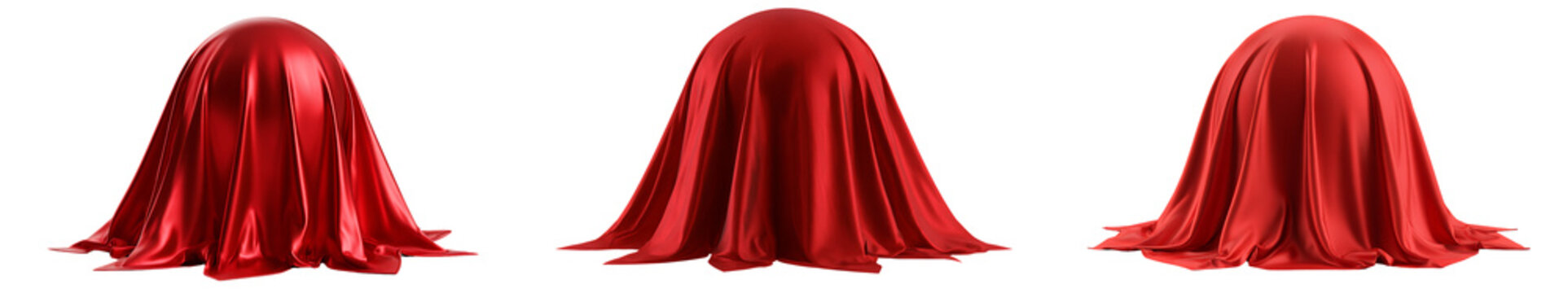 Red cloth draped over sphere isolated on transparent background